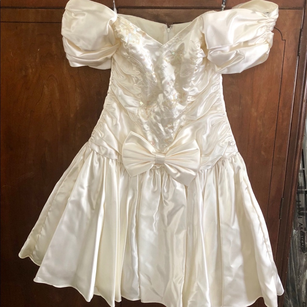 Vintage 80s party Prom dress tulle satin ZumZum M